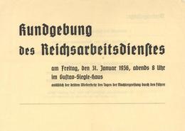 WK II RAD Reichsarbeitsdienst Stuttgat (7000) Programm Kundgebung Im Gustav-Siegle-Haus 1936 II (Falz) - Weltkrieg 1939-45