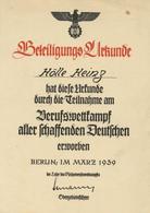 Beteiligungs Urkunde WK II Berufswettkampf II (Stauchung, Fleckig) - Weltkrieg 1939-45