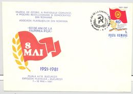 ROMANIAN COMMUNIST PARTY ANNIVERSARY, SPECIAL COVER, 1981, ROMANIA - Brieven En Documenten