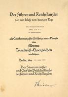 WK II 1 Verleihungsurkunde 1 Ernennungsurkunde 1 Ahnentafel 1 Beleg I-II - War 1939-45