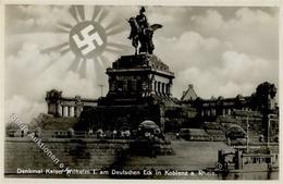 Aufgehende Sonne WK II Koblenz (5400) Denkmal Kaiser Wilhelm I  Foto AK I-II - Oorlog 1939-45