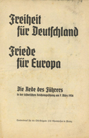 Buch WK II Freiheit Für Deutschland Friede Für Europa Die Rede Des Führers März 1936 Sonderdruck Für Die SA Brigade 150 - Weltkrieg 1939-45