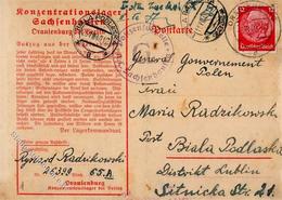 KZ-SACHSENHAUSEN - Zensierte KZ-Postkarte Oranienburg 3.8.1940 - Senkr. Gefaltet- Randmängel III - Weltkrieg 1939-45