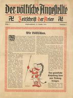 Judaika Heft - Der VÖLKISCHE ANGESTELLTE - ZEITSCHRIFT Der ARIER - Ausgabe 1 - Großdeutschland 1924 - Bebildert, 8 Seite - Judaika