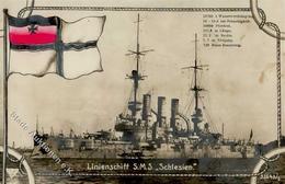 Marine SMS Schlesien Foto-Karte I-II (Klebereste RS) - Marines