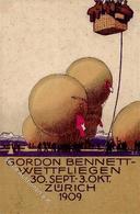 Ballon Zürich (8000) Schweiz Gordon Bennet Wettfliegen Künstlerkarte 1909 I-II - Montgolfières