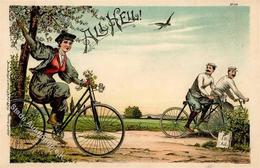 Fahrrad All Heil  Lithographie 1897 I-II Cycles - Treinen