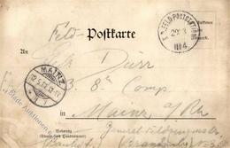 Deutsche Post China Stpl. K.D. Feldpoststation 16.3. No. 4 Nach Mainz 1901 II (Stauchung, Fleckig) - Non Classés