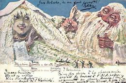 Berggesichter Sign. Hansen Die Schöne Bernina U. Der Alte Morteratsch Künstler-Karte 1897 I-II Face à La Montagne - Märchen, Sagen & Legenden