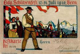Schützenfest Bern Schweiz Festkarte 1910 I-II (fleckig) - Tir (Armes)