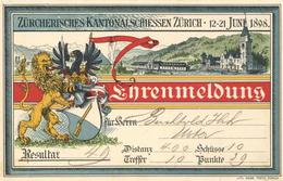 Schützenfest Zürich Schweiz 1898 Ehrenmeldung I-II - Waffenschiessen