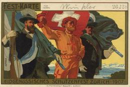 Schützenfest Zürich Schweiz Festkarte 1907 I-II - Shooting (Weapons)