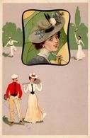 Tennis Frauen Jugendstil Künstlerkarte I-II Art Nouveau Femmes - Sonstige & Ohne Zuordnung