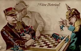 Schach WK I Kaiser Wilhelm II Napoleon Sign. Pastel Künstlerkarte I-II - Schach