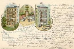 Berlin Mitte (1000) Hotel Leipziger Hof Königgrätzer Strasse Straßenbahn Lithographie 1897 I - Cameroon
