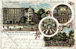 Kreuzberg (1000) Gasthaus Neue Philharmonie Karl Keller Köpenicker Str. 96 Lithographie 1901 I-II (Ecken Abgestoßen) - Cameroon