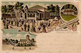 Niederschönhausen (O1110) Gasthaus Schloss Schönhausen Kirche Pferdestraßenbahn Lithographie 1899 I-II - Cameroun