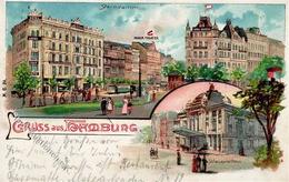 Hamburg (2000) Straßenbahn, Steindamm, Hotel Bristol Lithographie 1903 I-II - Kamerun