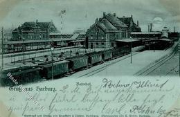 Harburg (2000) Bahnhof, Eisenbahn Mondschein 1898 I-II (fleckig) Chemin De Fer - Camerun