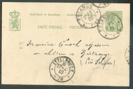 E.P. Carte 5c. Obl. Dc PETANGE Le 22-2-1903 Vers Birtrange Via Ettelbruck - 13499  CHEMIN DE FER PRINCE HENRI - Enteros Postales