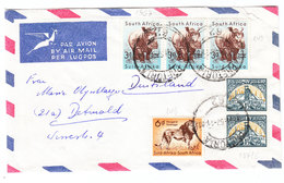 South Africa LION RHINOCEROS AIRMAIL COVER TO Germany 1957 - Luchtpost