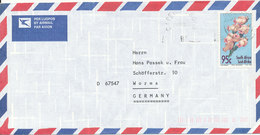 South Africa Air Mail Cover Sent To Germany 1994 Single Franked FLOWERS - Poste Aérienne