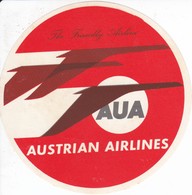 ANTIGUA ETIQUETA DE LA COMPAÑIA AEREA AUSTRIAN AIRLINES (AVION-PLANE) AUA - Baggage Etiketten