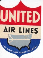 ANTIGUA ETIQUETA DE LA COMPAÑIA AEREA UNITED AIR LINES (AVION-PLANE) - Baggage Labels & Tags