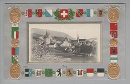 AK CH ZG Zug Foto Auf Präge-Wappenkarte Ungebraucht H.Guggenheim #7425/12438 - Zoug