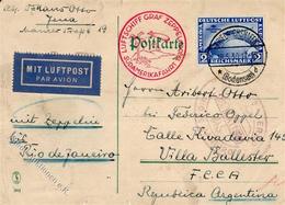 Zeppelinpost, 1930, Mi.Nr.438, DR, Südamerikafahrt FN 18.5.30", Saubere 2 RM SAF, Postkarte Bügig, Im Kartenrand Mängel, - Dirigeables