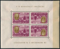 ** 1947 Roosevelt 10+10f Fordított Képállású Kisív (saroktörés, Ráncok / Corner Fold, Creases) - Other & Unclassified