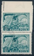 O 1951 Nagy Októberi Forradalom 40f Függőleges ívszéli Pár Látványos Elfogazással - Otros & Sin Clasificación