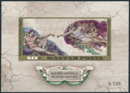 ** 1975 Festmény (XIV.) - Michelangelo Vágott Blokk (4.500) (törés) - Autres & Non Classés