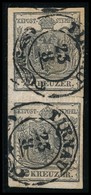 O 1850 2kr Szürkésfekete Függőleges Pár HP I, Lemezhibával. Nagyon Magas Katalógusár! / 2kr Vertical Pair, HP I., With P - Altri & Non Classificati