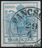 O 1850 9kr HP I. Világoskék / Light Blue 'PANCSO(VA)' Certificate: Strakosch - Andere & Zonder Classificatie