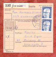 Paketkartenteil, MiF Heinemann, Scheessel Land Ueber Westervesede Nach Duisburg 1974 (61708) - Covers & Documents