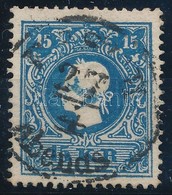 O 1858 15kr IIb Sötétkék, Szépen Centrált, óriási Festékfolt A Fej Közepén / Dark Blue, Centered, Large Paint Spot On Th - Sonstige & Ohne Zuordnung