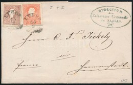 1859 5kr II és 10kr I Levélen / On Cover 'LUGOS' - Autres & Non Classés