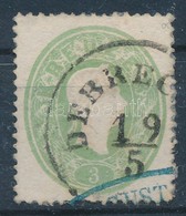 O 1861 3kr Zöld, Centrált, Kék Cégbélyegzős Előérvénytelenítéssel / Green Centered, With Blue Company Seal, 'DEBREC(ZIN) - Other & Unclassified