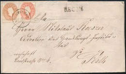 1861 Előoldalon 5kr + 10kr (regiszterhajtás) + A Hátoldalon 2 X 5kr Bélyeg Ajánlott Levélen ,,GYERTYÁMOS' - Pesth - Sonstige & Ohne Zuordnung