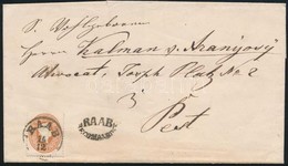 ~1861 10kr és A Hátoldalon Széttépett 10kr Ajánlott Levélen, Ritka 'RAAB RECOMANDIRT' Bélyegzéssel Pestre / 10kr + Rippe - Otros & Sin Clasificación