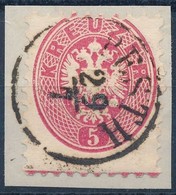 1864 5kr Kivágáson, Alul Szegélyléclenyomat / Balken 'PESTH' Certificate: Steiner - Altri & Non Classificati