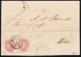 1864 2 X 5kr Levélen / On Cover 'BAJNA' - Wien - Sonstige & Ohne Zuordnung