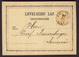 1874 2kr Díjjegyes Levelezőlap  / PS-card 'VOJTEK/TEMES M.' - 'TEMESVÁR' - Sonstige & Ohne Zuordnung