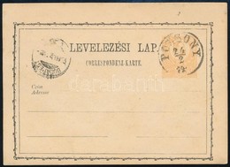 1874 2kr Díjjegyes Levelezőlap Szöveg Nélkül 'POZSONY' - 'BUDAPEST' - Andere & Zonder Classificatie