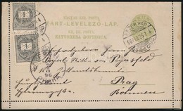 1896 Díjkiegészített Díjjegyes Zárt Levelezőlap / PS-cover Card With Additional Franking 'ESZÉK VÁR OSIEK GRAD' - 'PRAG' - Other & Unclassified