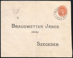 1899 Díjjegyes Boríték 'MISKLOCZ FÜLEK 41 SZ.' Mozgóposta Bélyegzéssel - Other & Unclassified