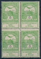 ** 1913 Árvíz 5f Négyestömb, Benne 2 Db II. Típusú Bélyeg - Altri & Non Classificati