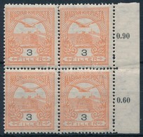 ** 1913 Turul 3f Négyestömb, Benne II. Típusú Bélyeg - Andere & Zonder Classificatie