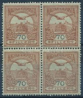 ** 1913 Turul 70f Négyestömb, Benne II. Típusú Bélyeg - Andere & Zonder Classificatie